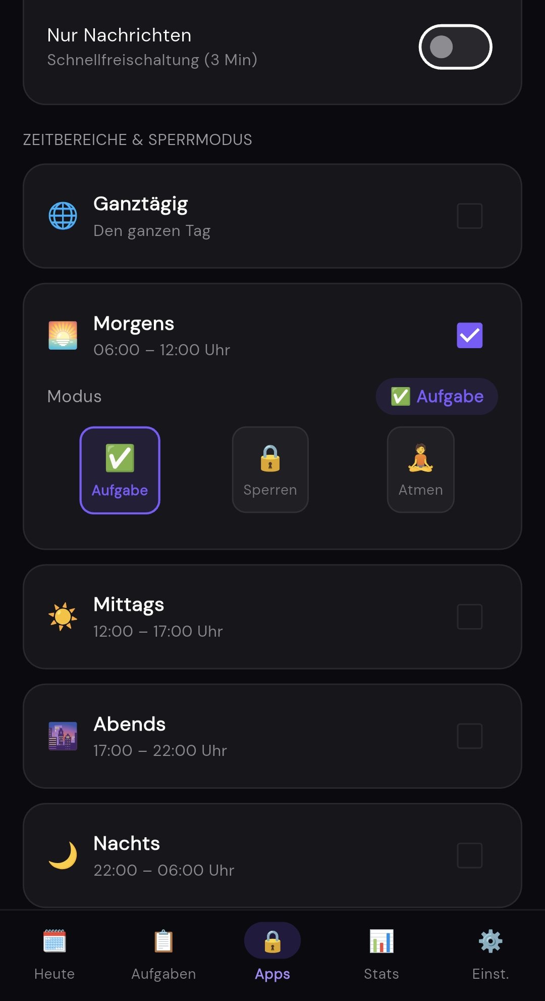 Sperrmodi Screenshot