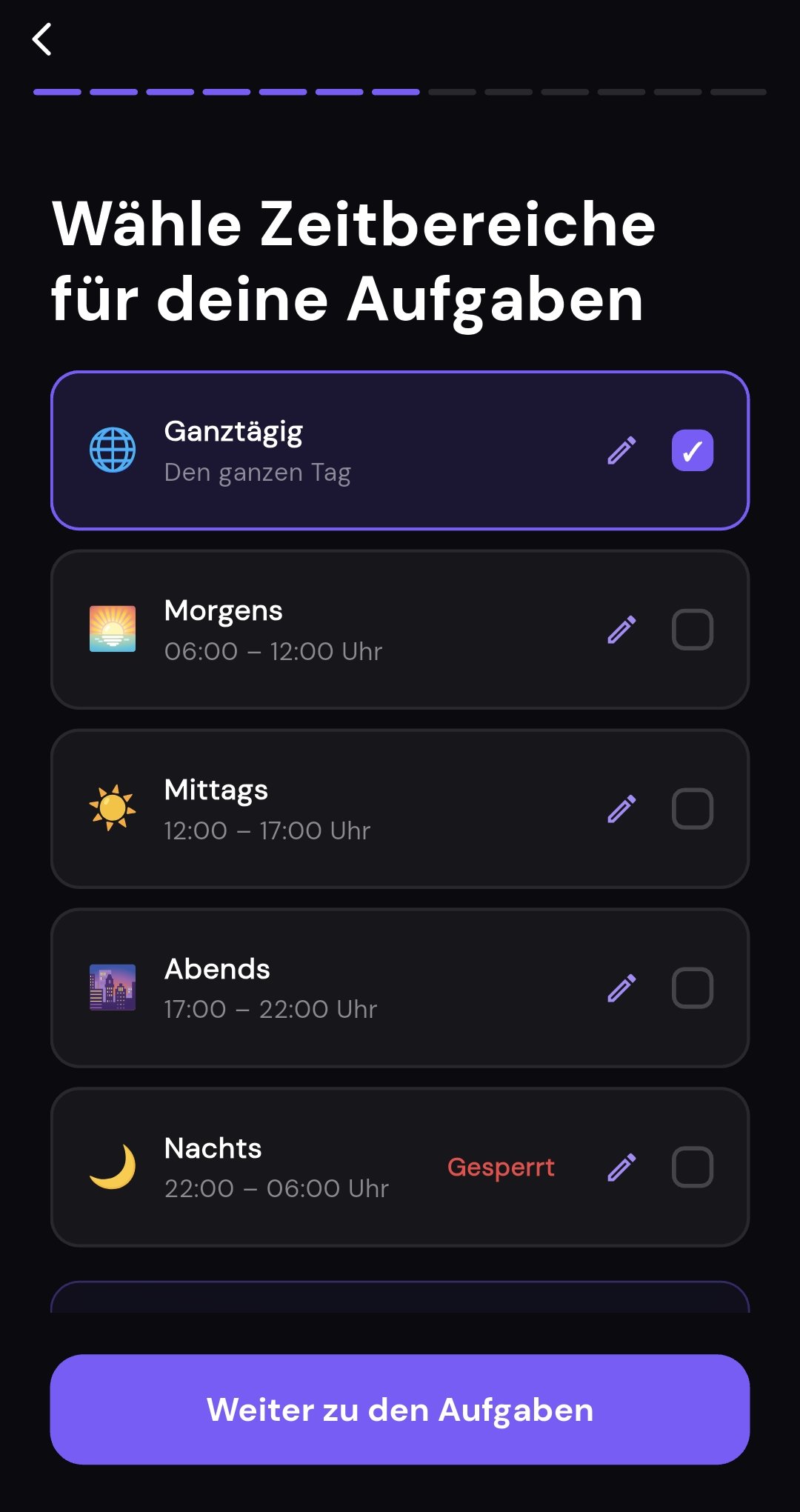 Zeitbereiche Screenshot